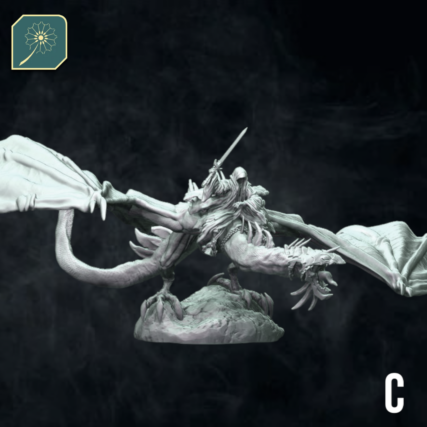 Wraith on Flying Serpent - Crouched