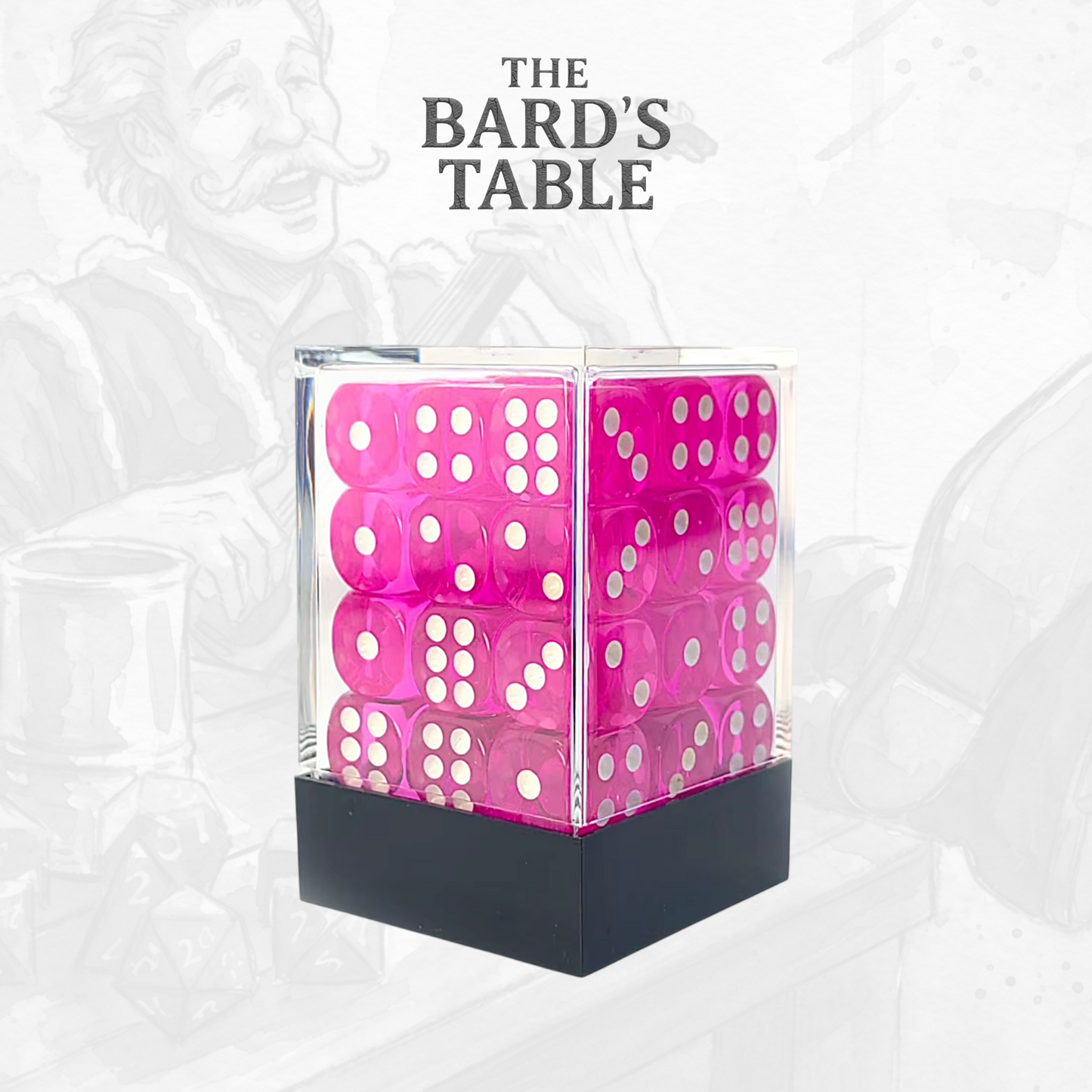 Translucent Rose Red - 36x Rounded-Square 12mm Dice