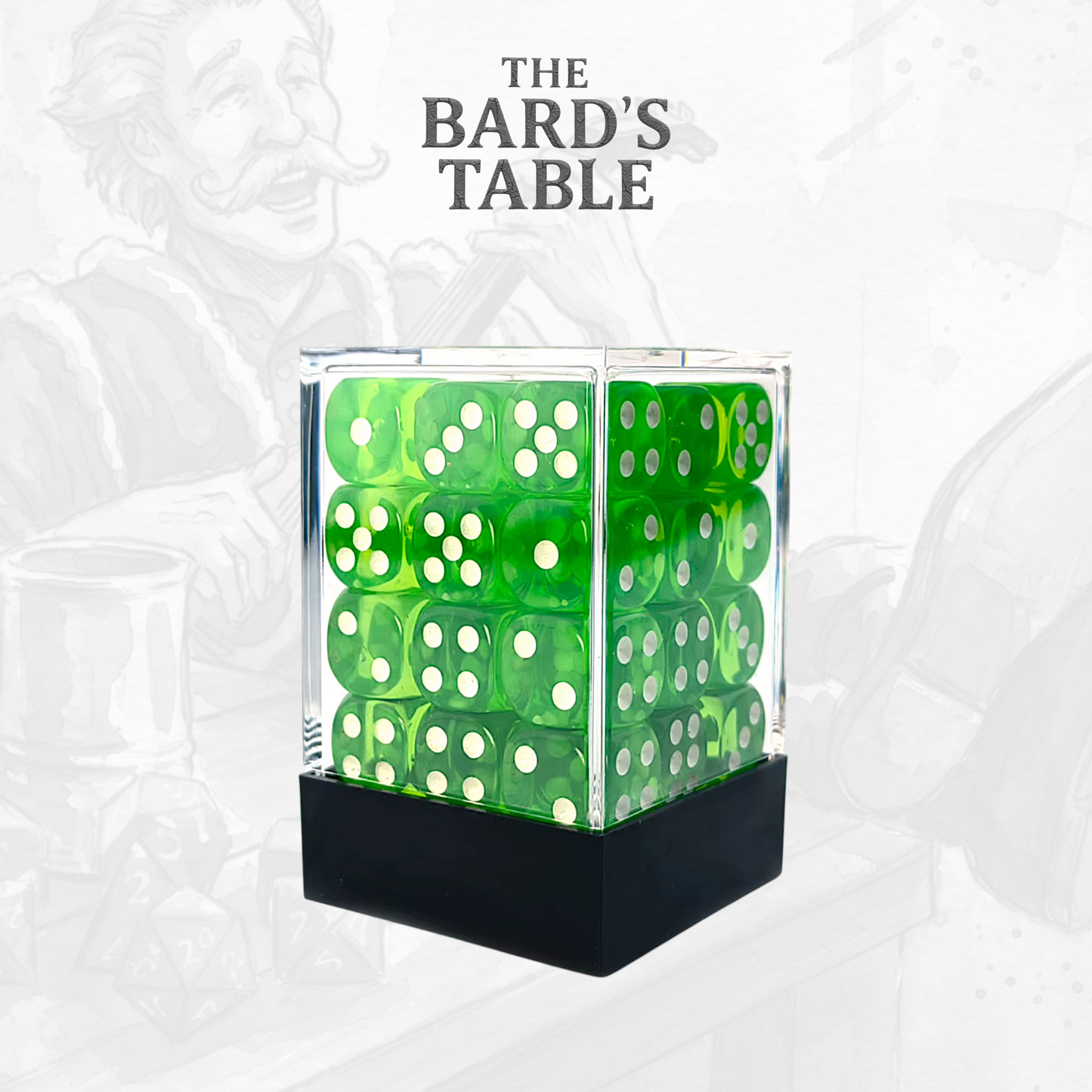 Translucent Green - 36x Rounded-Square 12mm Dice