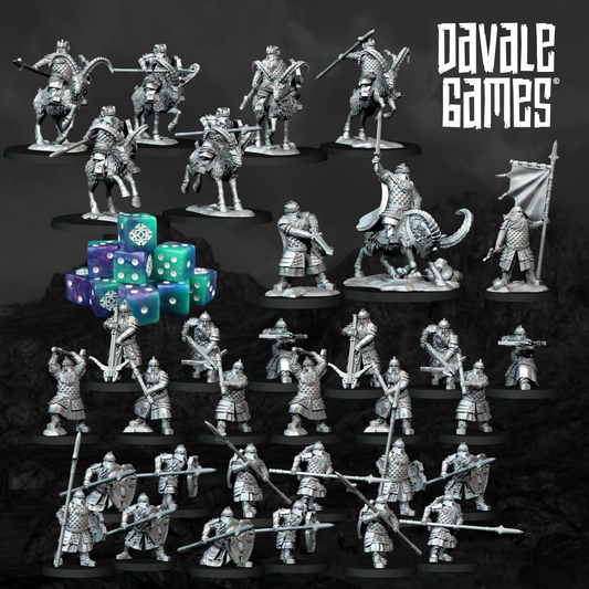 Silver Goat Dwarf Warrior and Dice Pack