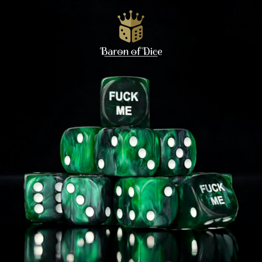 F*** Me Green Dice - 10x Square 16mm Dice