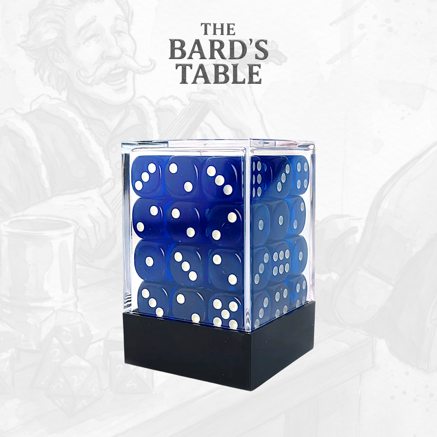 Translucent Blue - 36x Rounded-Square 12mm Dice