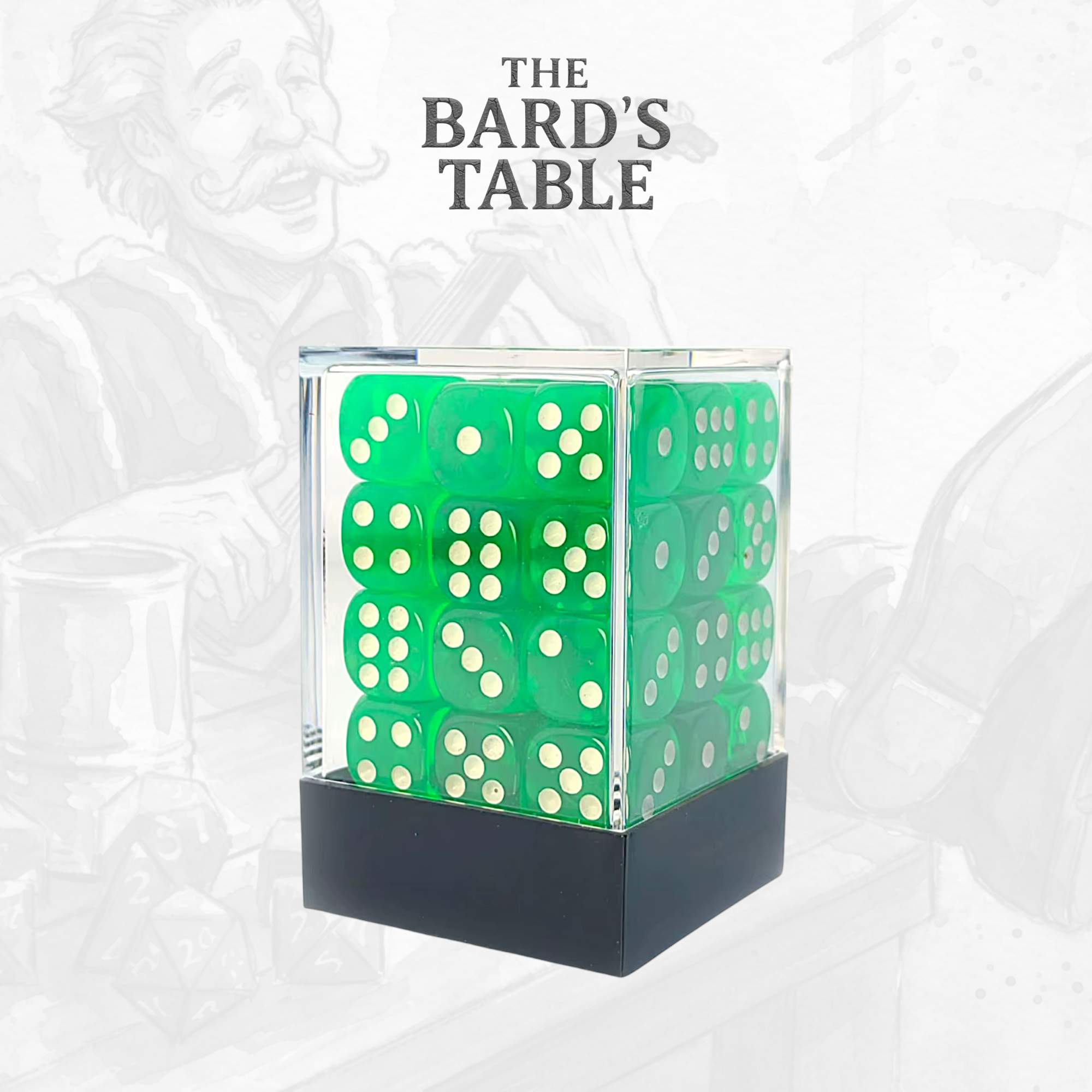 Translucent Light Green - 36x Rounded-Square 12mm Dice