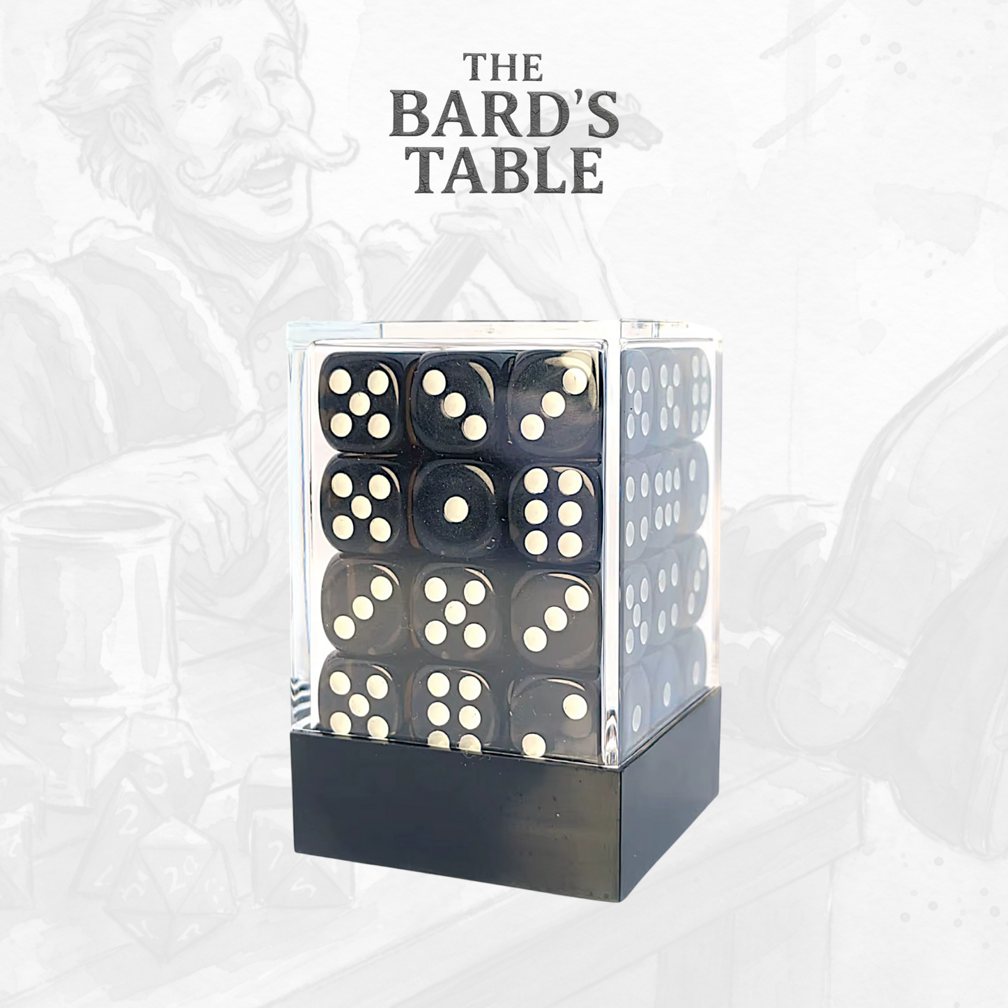 Translucent Black - 36x Rounded-Square 12mm Dice