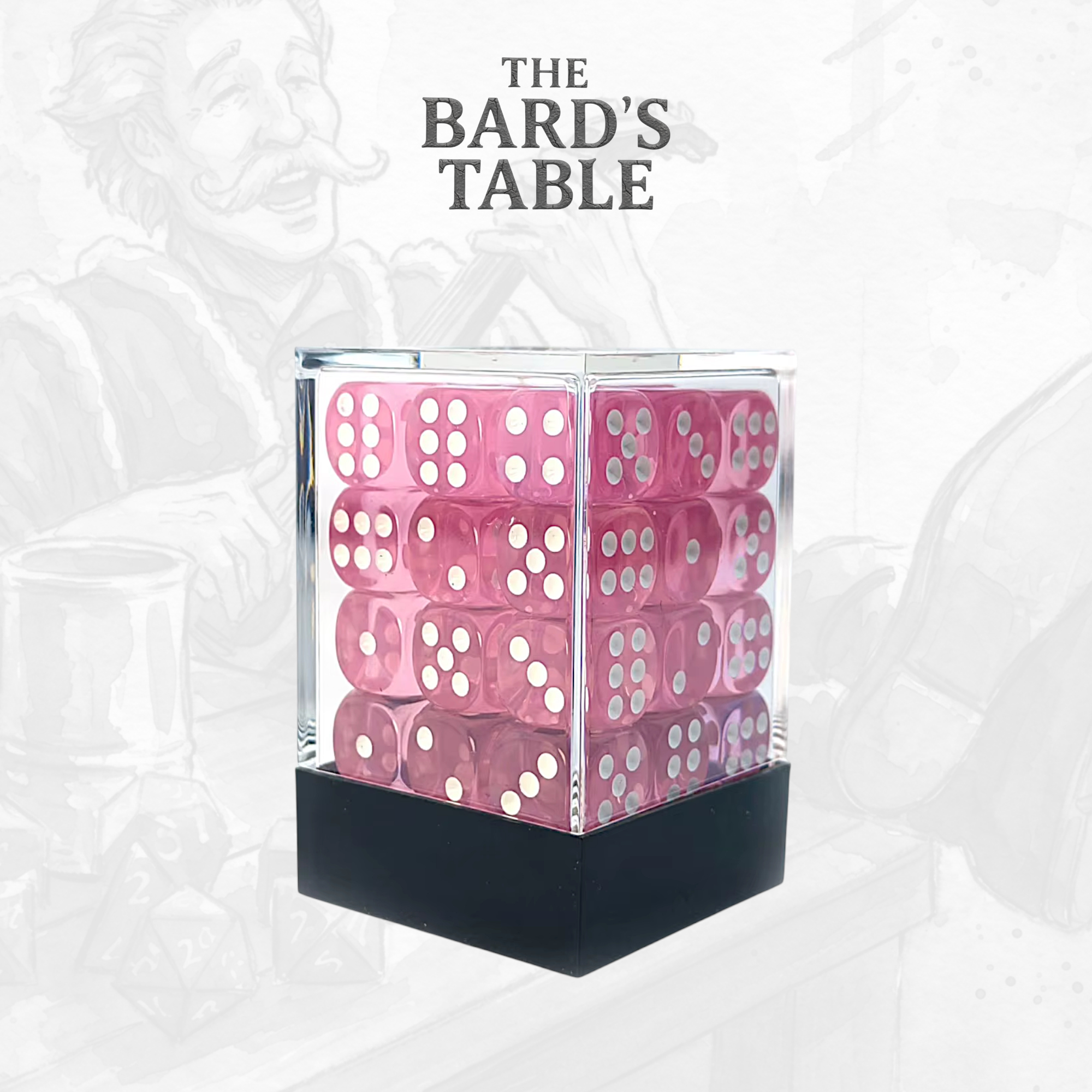 Translucent Pink - 36x Rounded-Square 12mm Dice