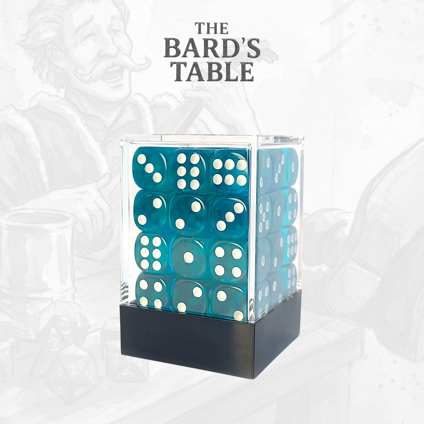 Translucent Lake Blue - 36x Rounded-Square 12mm Dice